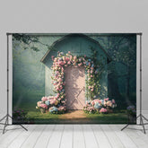 Lofaris Forest Green Pink Cabin Floral Wedding Photo Backdrop